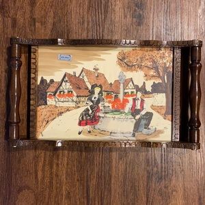 Antique Fait Main Detailed Wooden Bed Tray